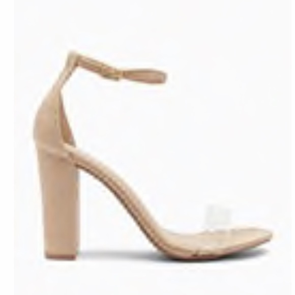 clear strap nude heels